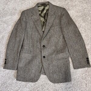 Harris Tweed Men 42L Tall Herringbone Blazer Sports Coat Wool Scottish USA Made